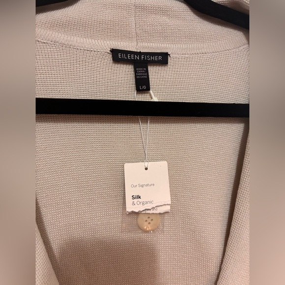 Eileen Fisher notch collar boxy jacket bone silk and cotton size L new - Picture 3 of 6
